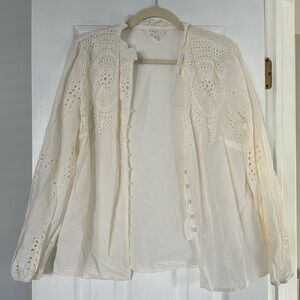 Eyelet long sleeve button up
